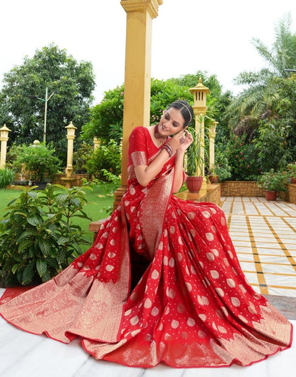 Red Silk Weaving Banarasi Saree | Leemboodi