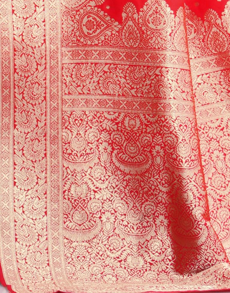 Red Silk Weaving Banarasi Saree | Leemboodi