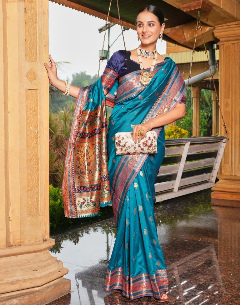 Blue Weaving Silk Paithani Saree
