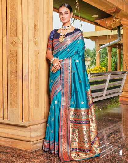 Blue Weaving Silk Paithani Saree