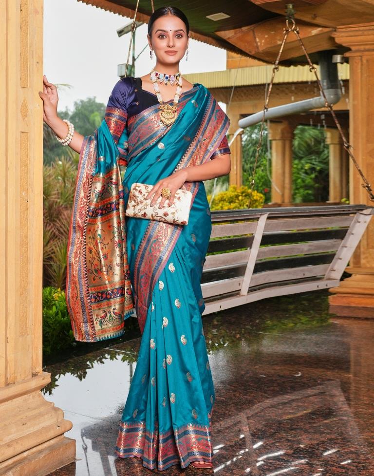 Blue Weaving Silk Paithani Saree