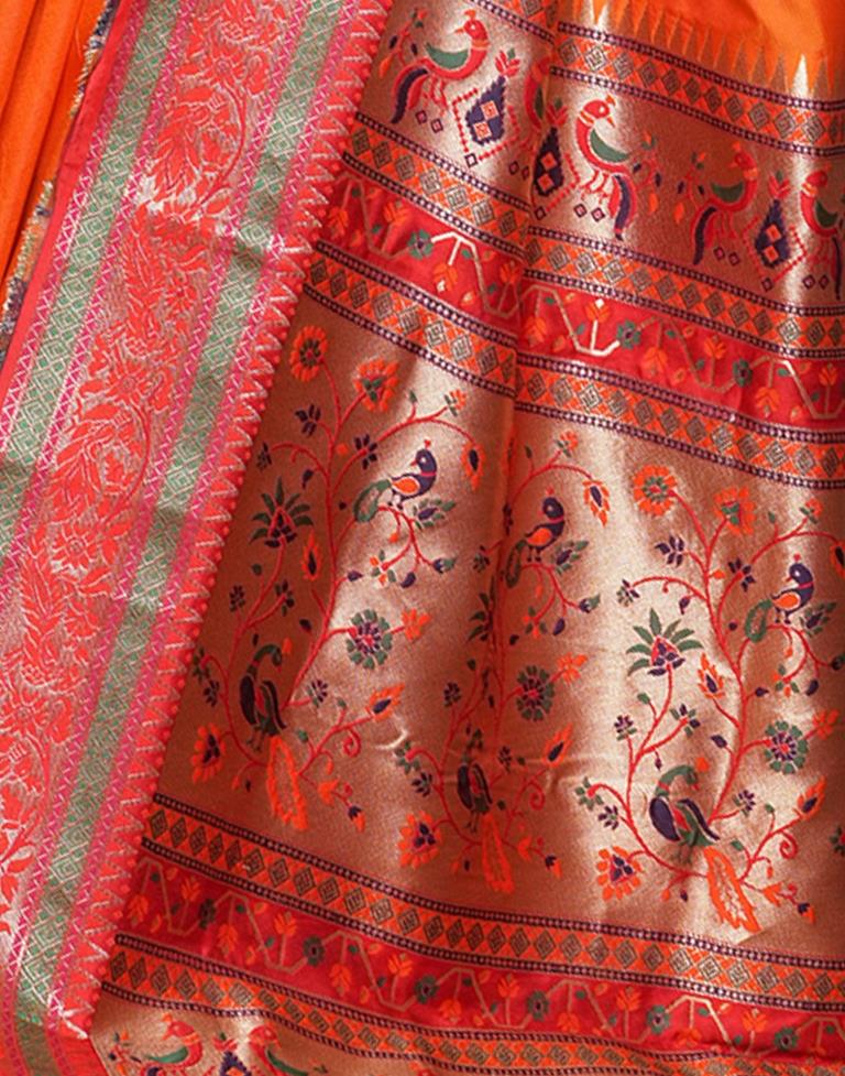 Orange Weaving Silk Paithani Saree