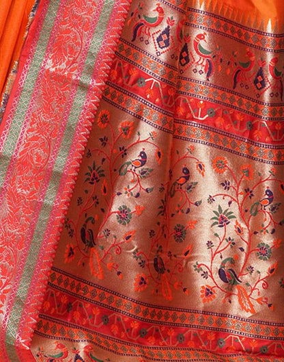 Orange Weaving Silk Paithani Saree