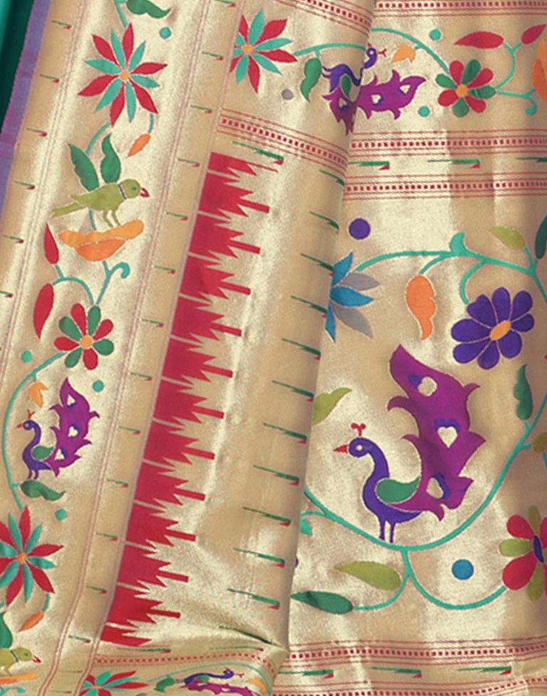 Turquoise Weaving Silk Paithani Saree