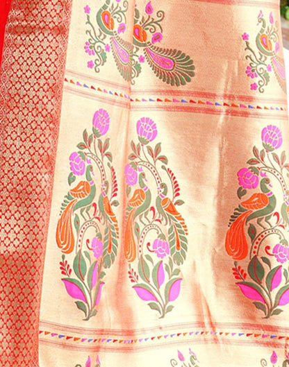Red Weaving Silk Paithani Saree