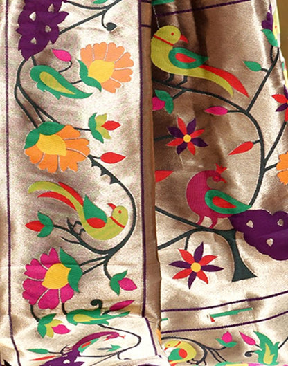 Wine Weaving Silk Paithani Saree