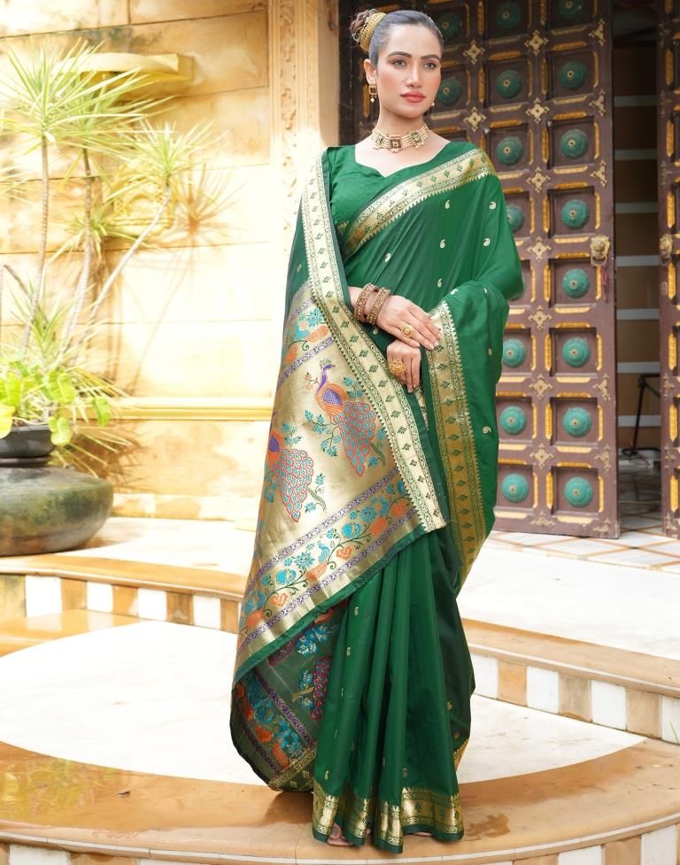 Green Weaving Silk Paithani Saree