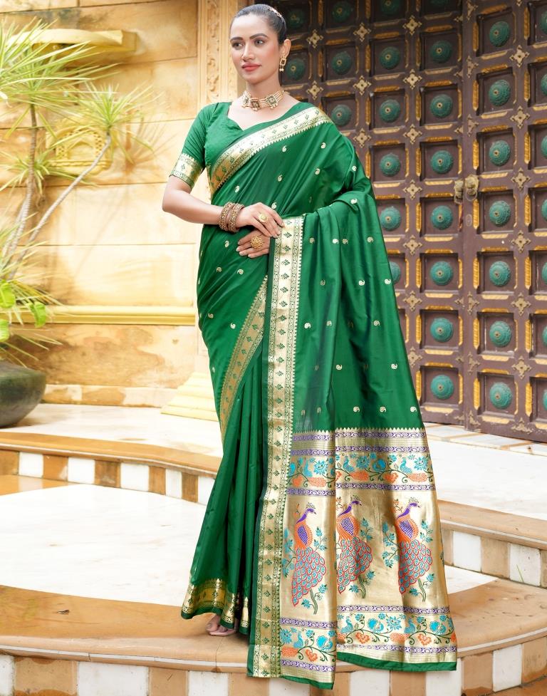 Green Weaving Silk Paithani Saree
