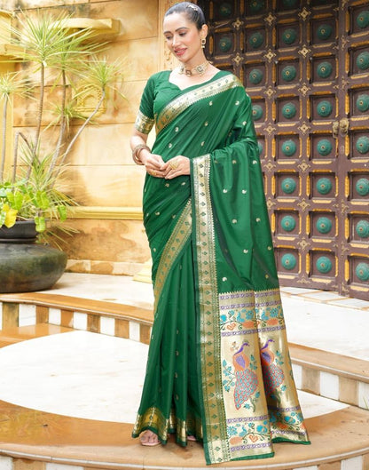 Green Weaving Silk Paithani Saree
