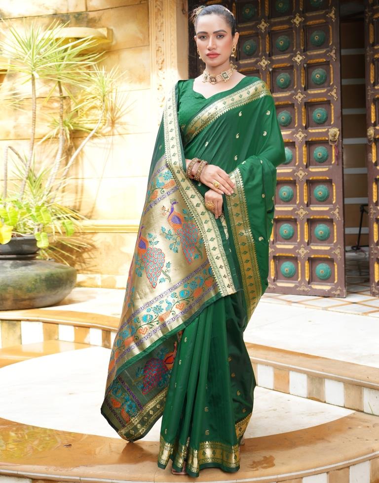 Green Weaving Silk Paithani Saree