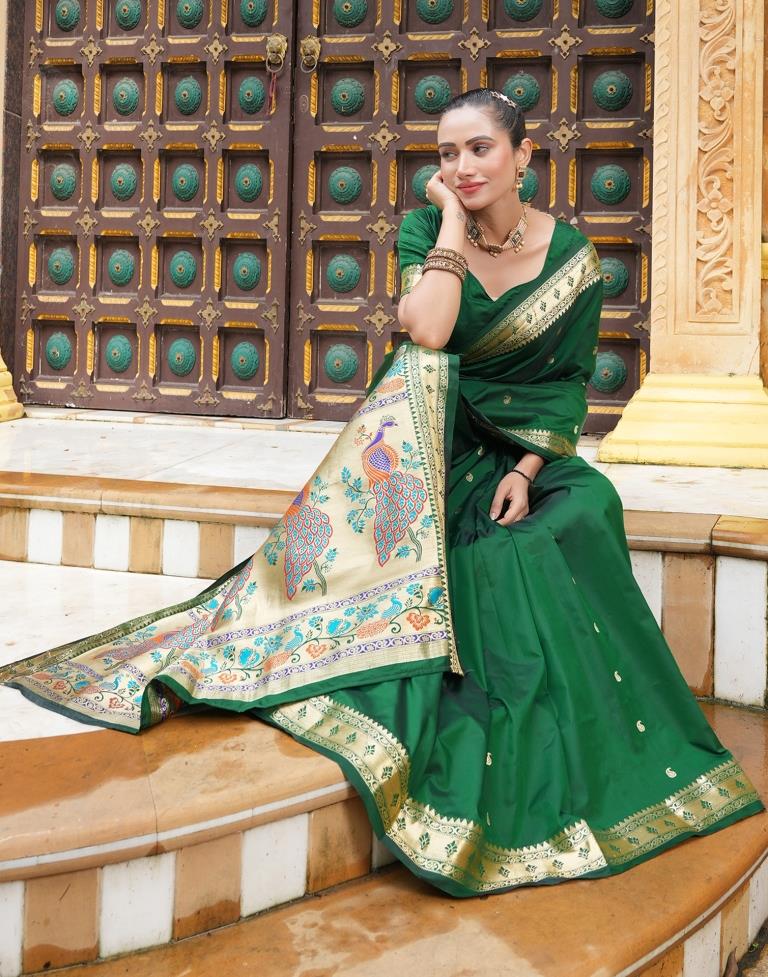 Green Weaving Silk Paithani Saree