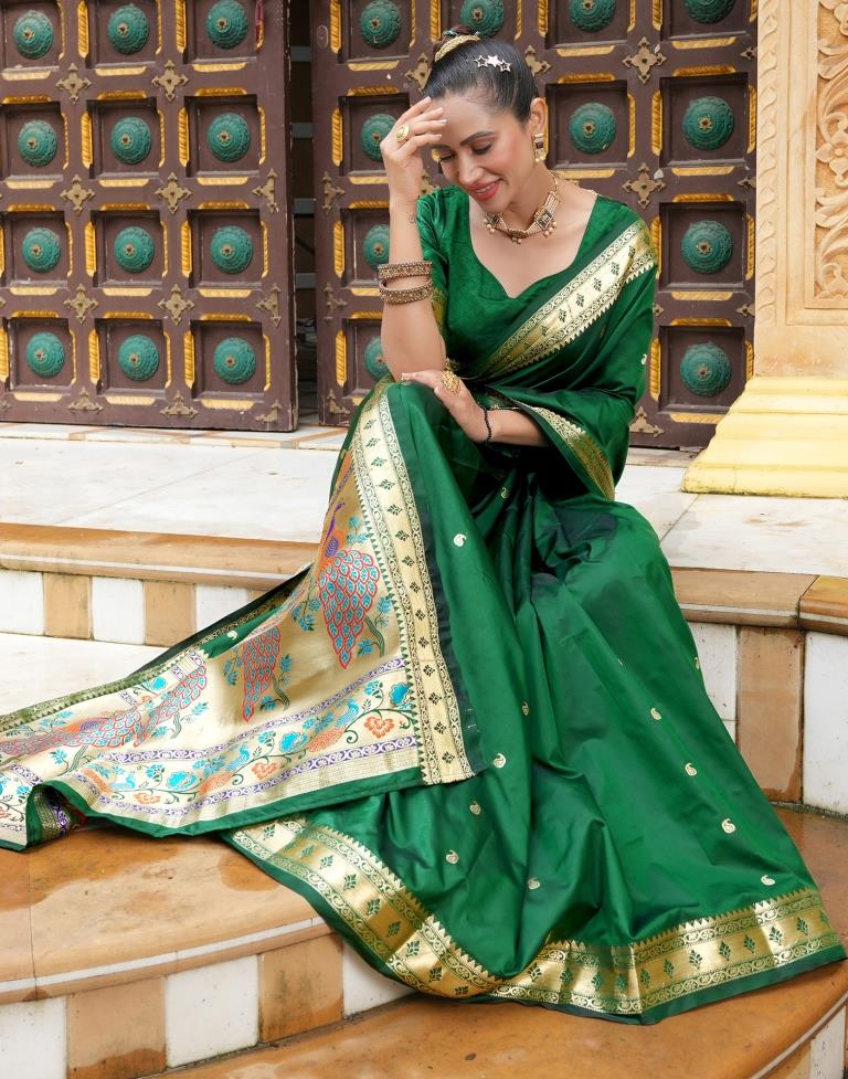 Green Weaving Silk Paithani Saree