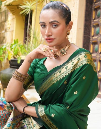 Green Weaving Silk Paithani Saree