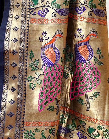 Navy Blue Weaving Silk Paithani Saree