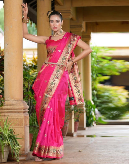 Pink Weaving Silk Paithani Saree