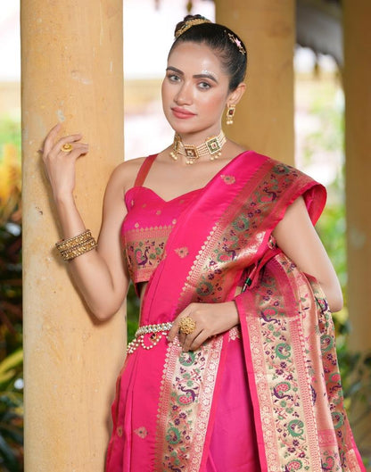Pink Weaving Silk Paithani Saree