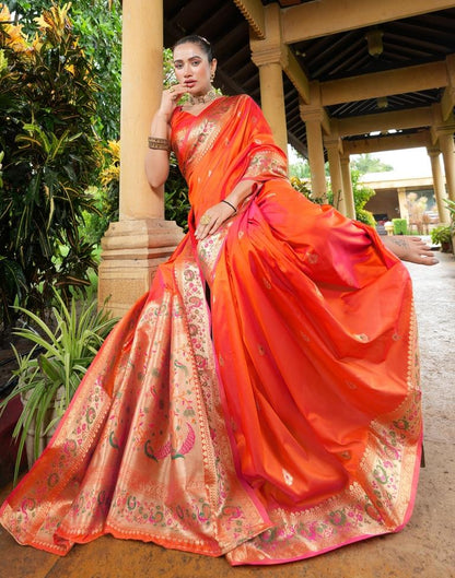 Orange Weaving Silk Paithani Saree