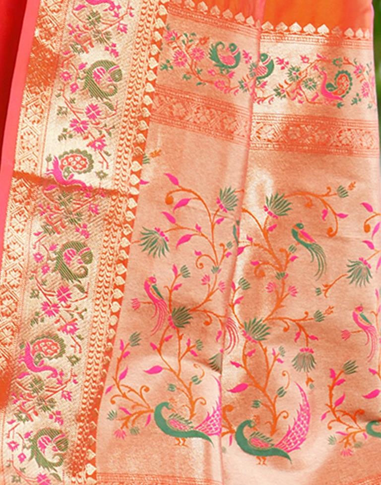 Orange Weaving Silk Paithani Saree