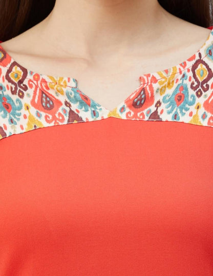 Charming Orange Coloured Digital Printed Rayon Kurti | Sudathi