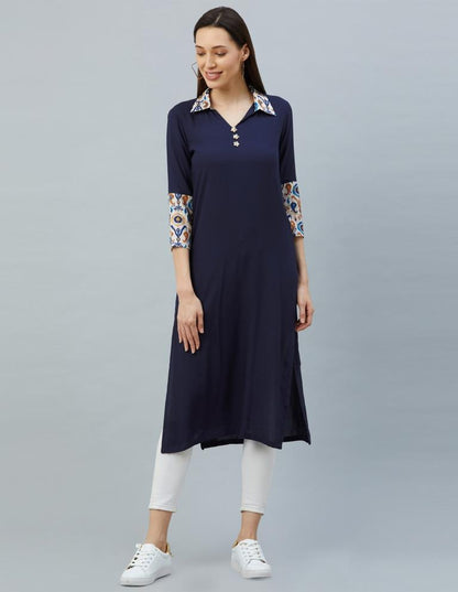 Navy Blue Printed Kurti | Sudathi