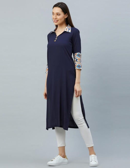 Navy Blue Printed Kurti | Sudathi