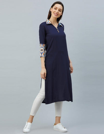 Navy Blue Printed Kurti | Sudathi