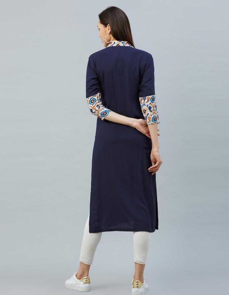 Navy Blue Printed Kurti | Sudathi