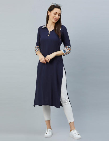 Navy Blue Printed Kurti | Sudathi