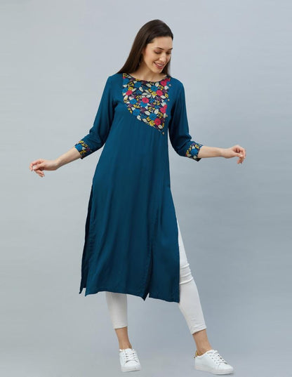 Prussian Blue Printed Kurti | Sudathi