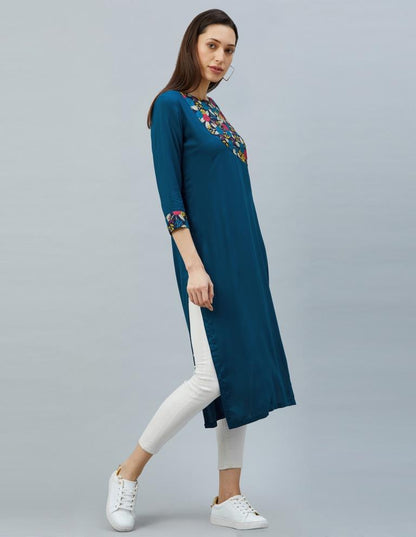 Prussian Blue Printed Kurti | Sudathi