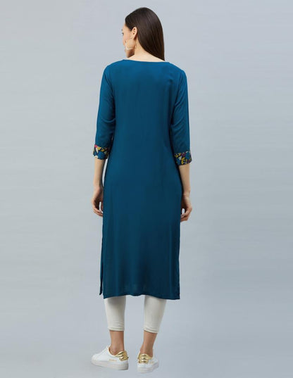 Prussian Blue Printed Kurti | Sudathi