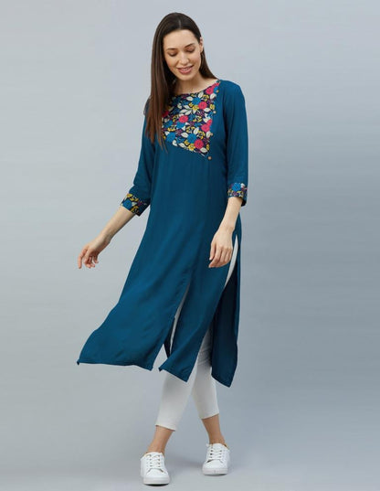 Prussian Blue Printed Kurti | Sudathi