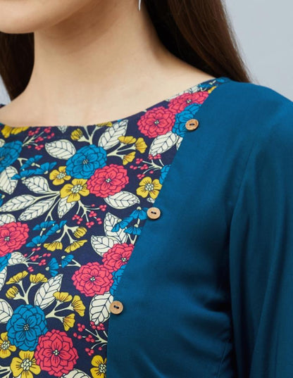 Prussian Blue Printed Kurti | Sudathi