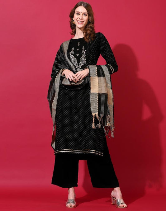 Black Kurti With Pant And Dupatta | Leemboodi