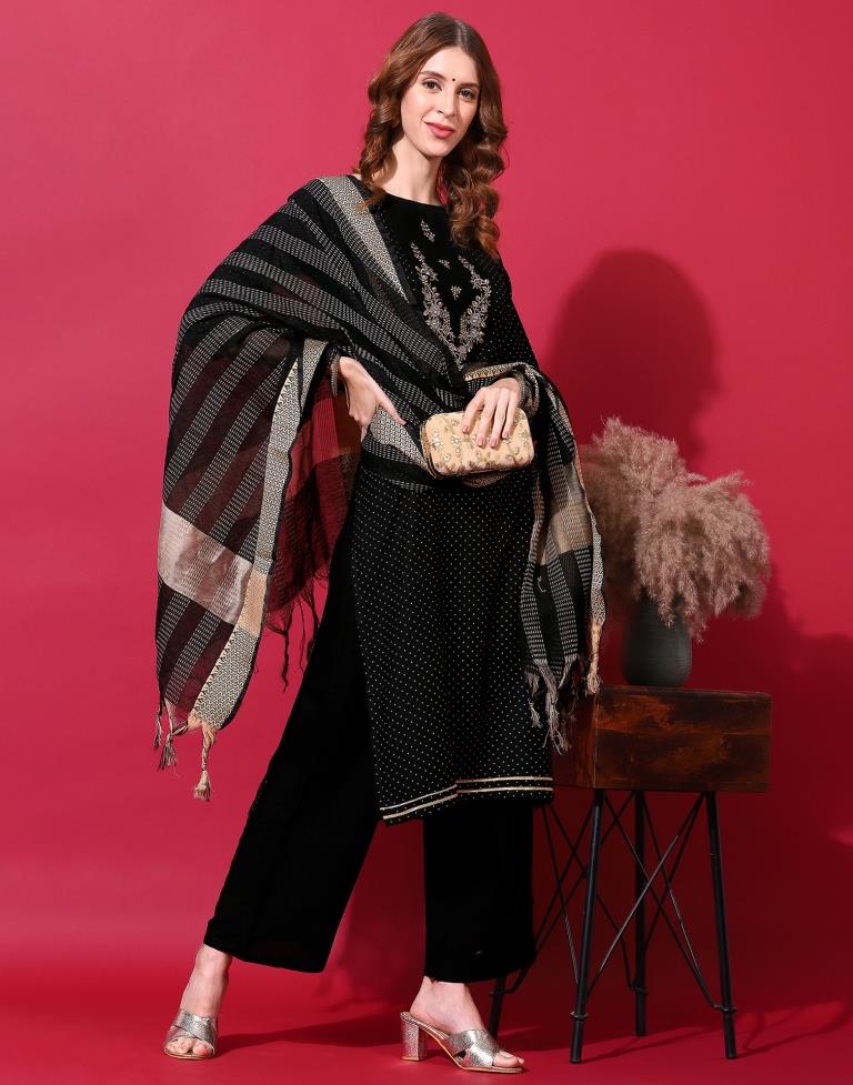 Black Kurti With Pant And Dupatta | Leemboodi