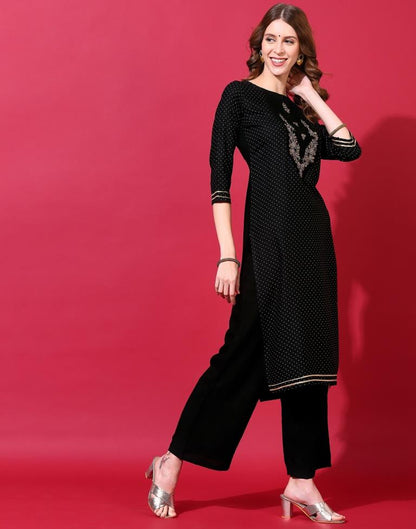 Black Kurti With Pant And Dupatta | Leemboodi