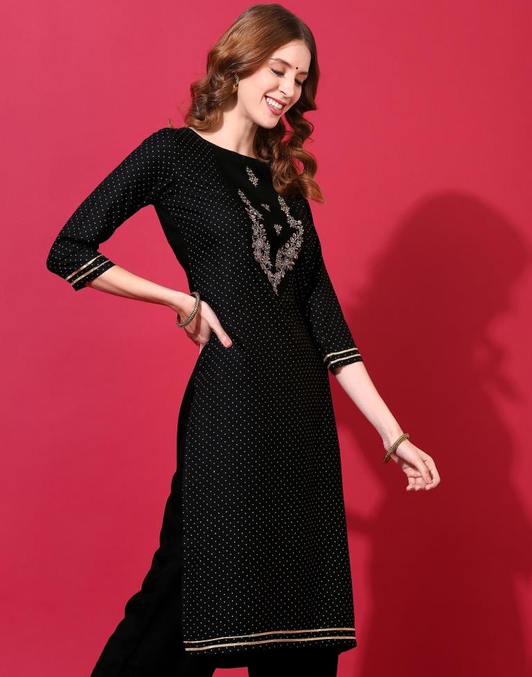 Black Kurti With Pant And Dupatta | Leemboodi