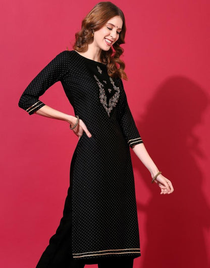 Black Kurti With Pant And Dupatta | Leemboodi