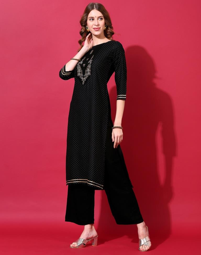 Black Kurti With Pant And Dupatta | Leemboodi