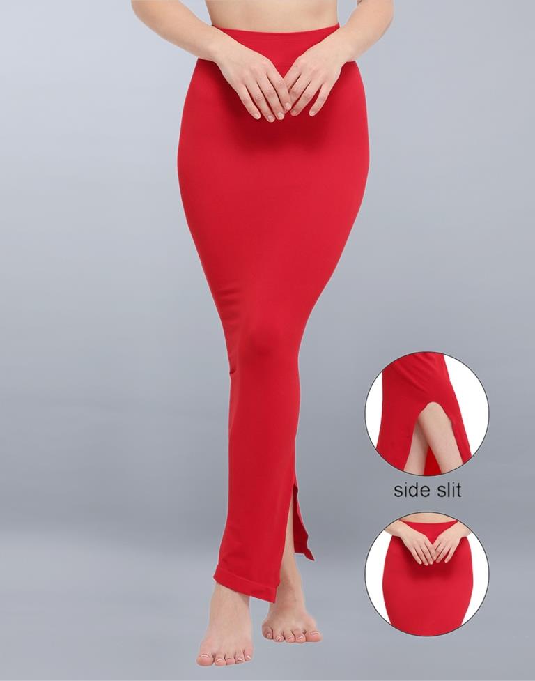 Flamboyant Red Coloured Dyed Knitted Viscose Spandex Shapewear | Sudathi