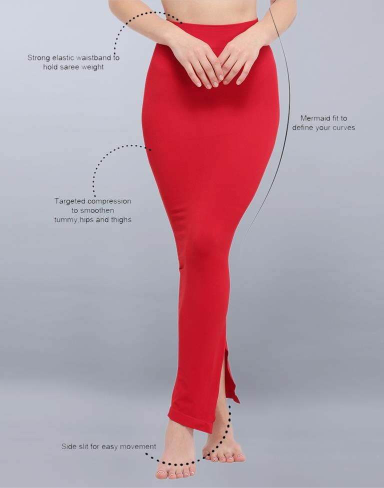 Flamboyant Red Coloured Dyed Knitted Viscose Spandex Shapewear | Sudathi