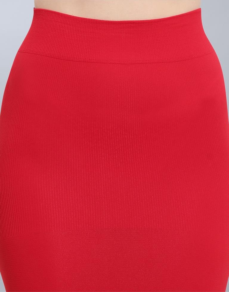 Flamboyant Red Coloured Dyed Knitted Viscose Spandex Shapewear | Sudathi