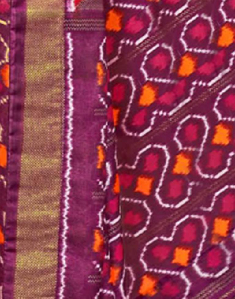 Orange Printed Silk Saree