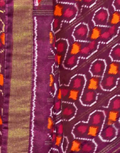 Orange Printed Silk Saree