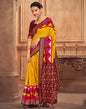 Yellow Printed Silk Saree