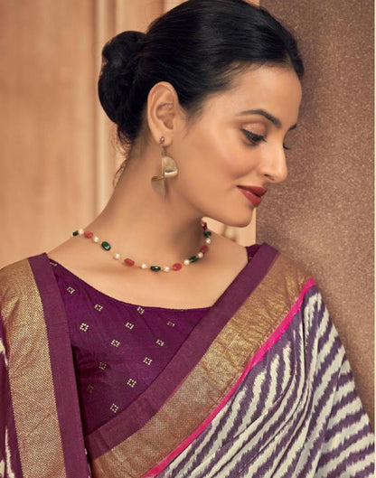 Purple Printed Silk Saree