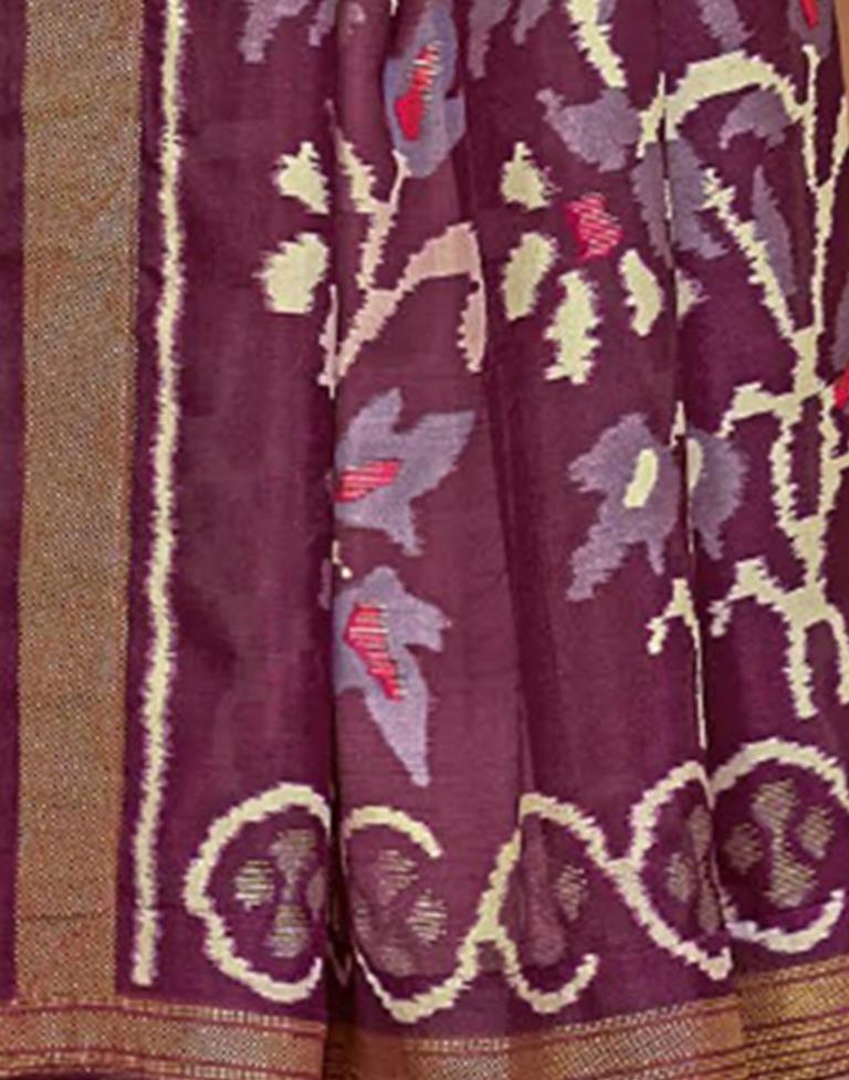Purple Printed Silk Saree