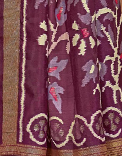 Purple Printed Silk Saree