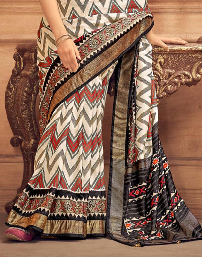 Multicoloured Printed Silk Saree