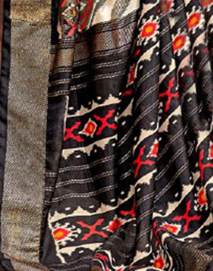 Multicoloured Printed Silk Saree